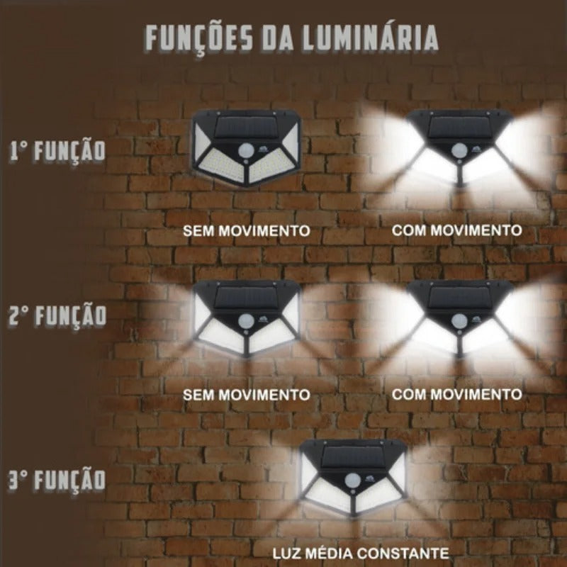 Luminária Solar com Sensor de Movimento 3 Funções